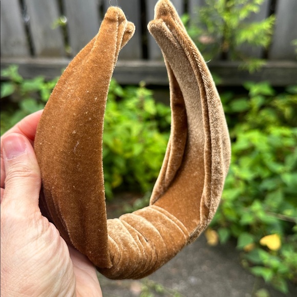 Velvet Tan Knotted Headband - Picture 7 of 10
